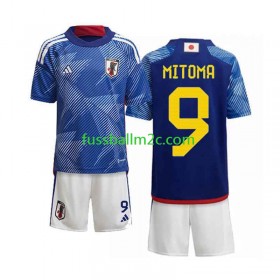 Fußballtrikots Japan Mitoma 9 Kinder Heim Trikotsatz WM 2022